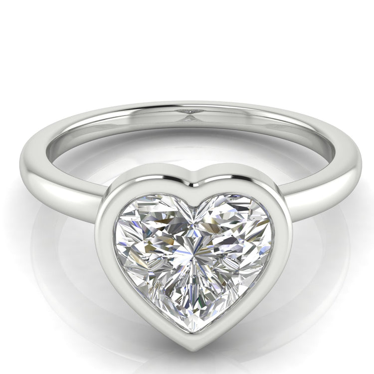 Bezel Heart Shaped Lab Diamond Engagement Ring