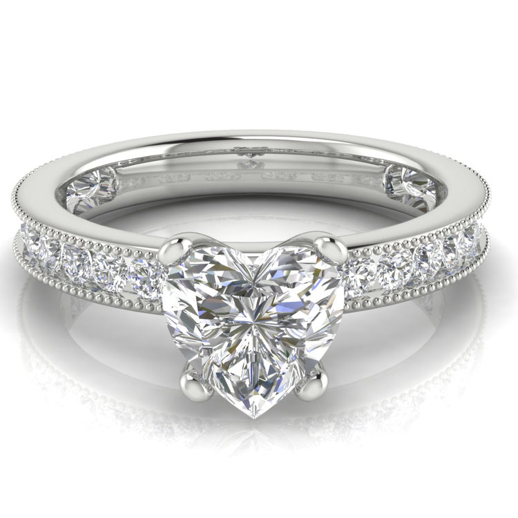 Channel Set Milgrain Emerald Cut  Engagement Ring | Moissanite | Lab Grown Diamond