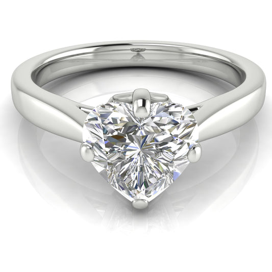 Hidden Accent Heart Shaped Engagement Ring | Moissanite | Lab Grown Diamond