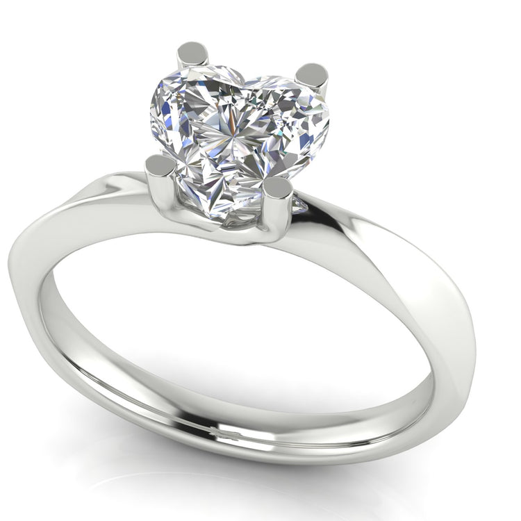 Knife Edge Crossover Heart Shaped Moissanite Engagement Ring