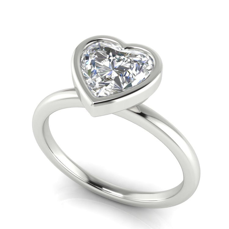 Bezel Heart Shaped Lab Diamond Engagement Ring