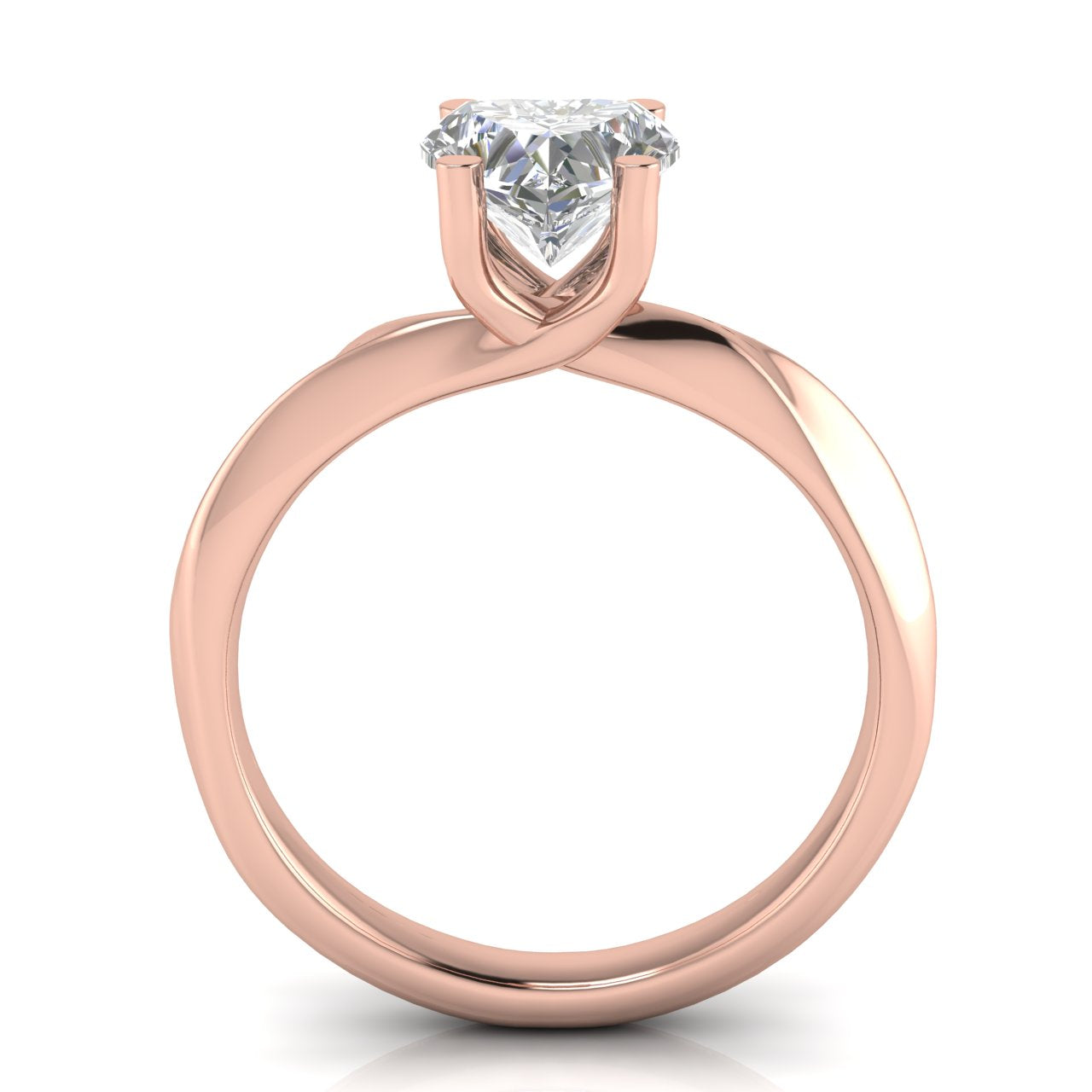 Knife Edge Crossover Heart Shaped Moissanite Engagement Ring
