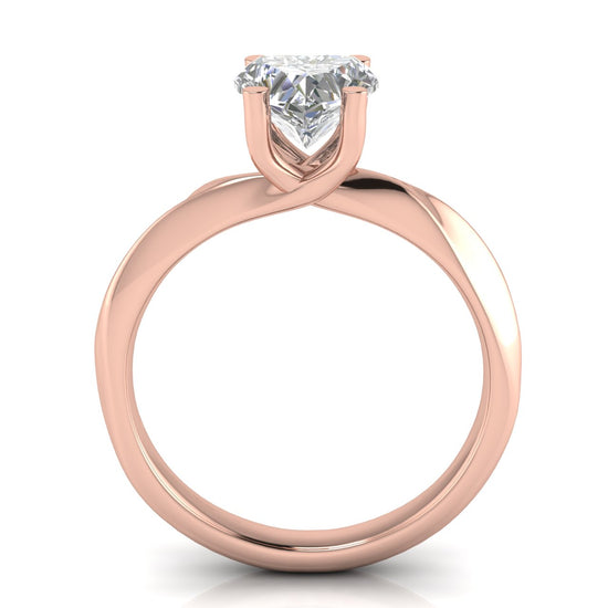 Knife Edge Crossover Heart Shaped Moissanite Engagement Ring
