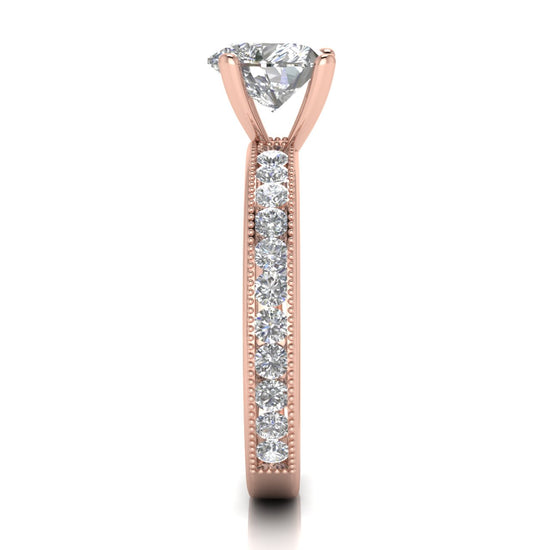 Channel Set Milgrain Heart Shaped Lab Diamond Engagement Ring