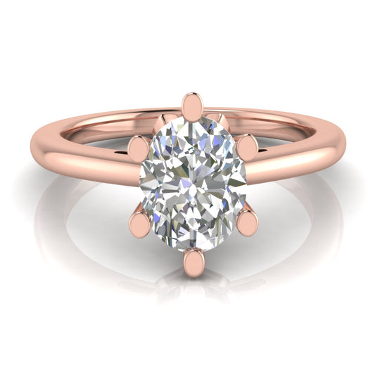 Lotus Pave Oval Moissanite Engagement Ring