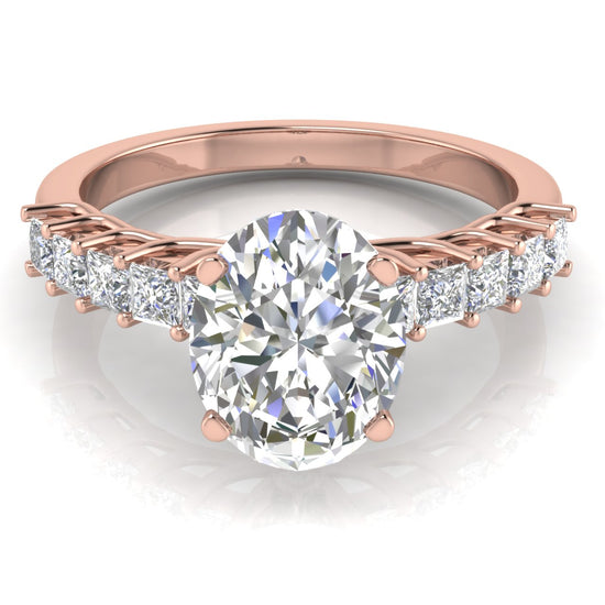 Princess Paved Oval Cut Moissanite Engagement Ring