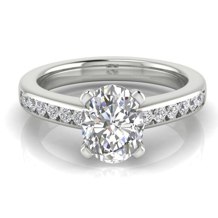 Round Channel Set Oval  Engagement Ring | Moissanite | Lab Grown Diamond