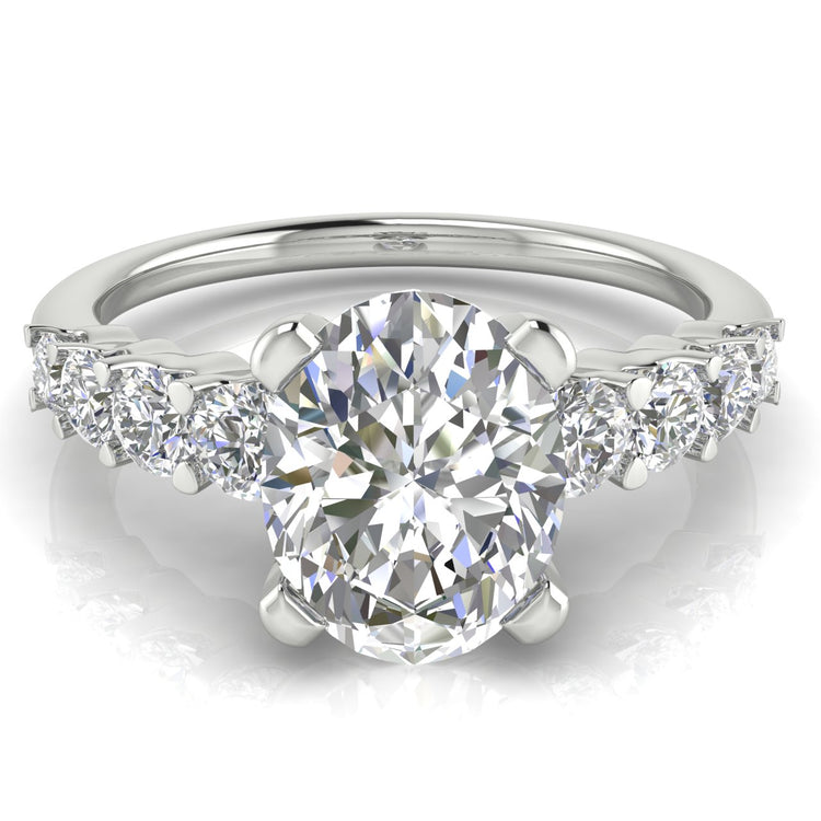 Graduated Pave Oval  Engagement Ring | Moissanite | Lab Grown Diamond