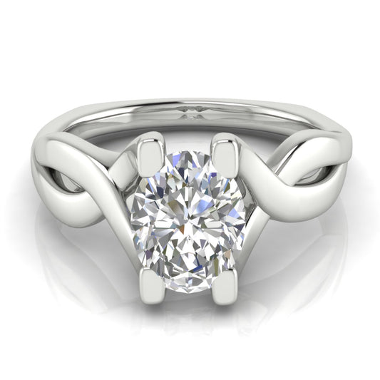 Twisted Shank Oval Cut Engagement Ring | Moissanite | Lab Grown Diamond