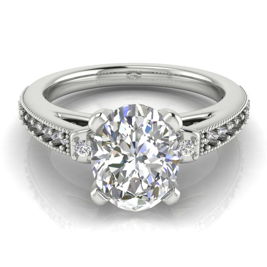 Shoulder Set Vintage Oval Cut Lab Diamond Engagement Ring