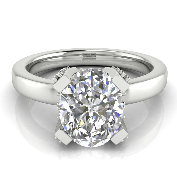 Architectural Pave Heart Shaped Engagement Ring | Moissanite | Lab Grown Diamond