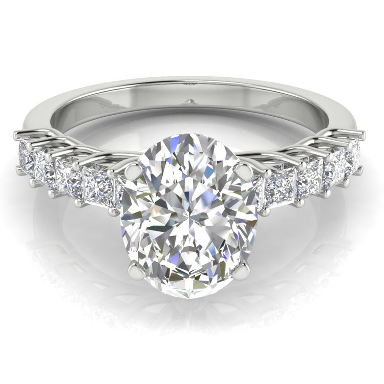 Princess Paved Oval Cut  Engagement Ring | Moissanite | Lab Grown Diamond