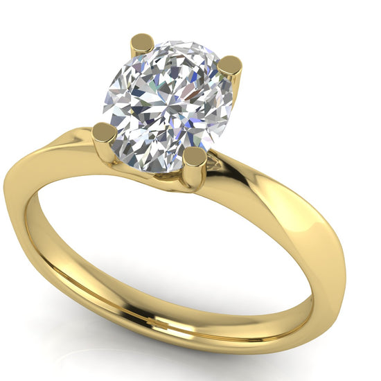 Knife Edge Crossover Oval Cut Moissanite Engagement Ring