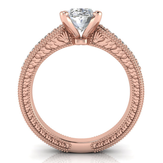 Tapered Vintage Inspired Oval Cut Lab Diamond Engagement Ring