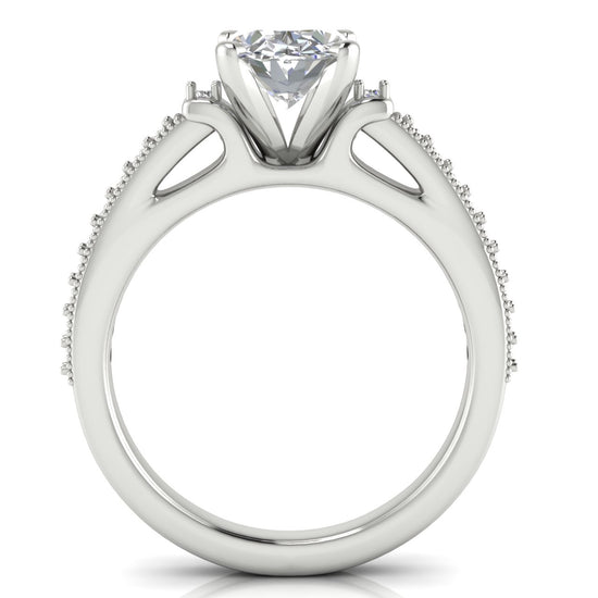 Shoulder Set Vintage Oval Cut Lab Diamond Engagement Ring