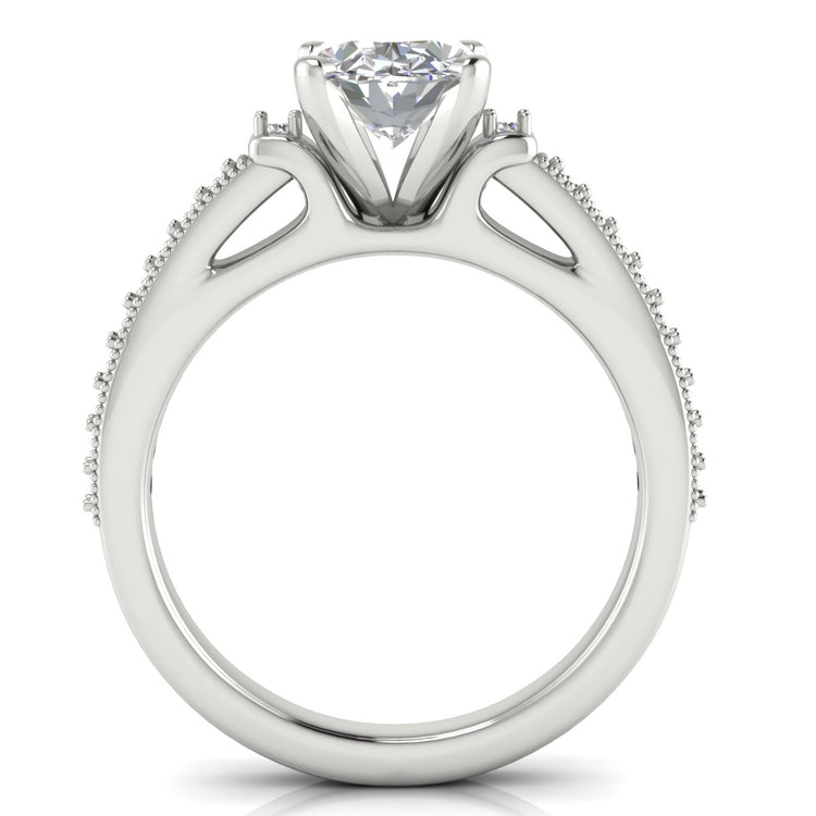 Shoulder Set Vintage Oval Cut Lab Diamond Engagement Ring