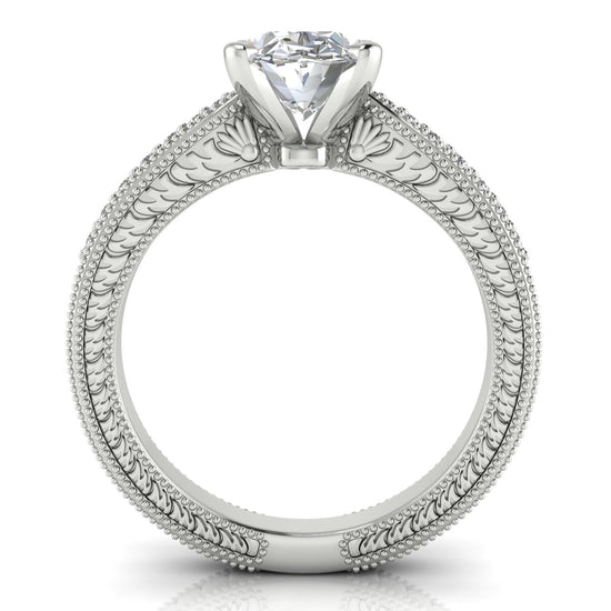 Tapered Vintage Inspired Oval Cut Lab Diamond Engagement Ring