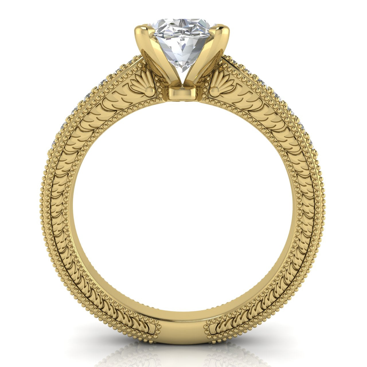 Tapered Vintage Inspired Oval Cut Lab Diamond Engagement Ring