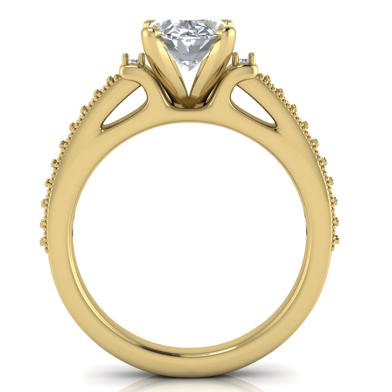 Shoulder Set Vintage Oval Cut Lab Diamond Engagement Ring