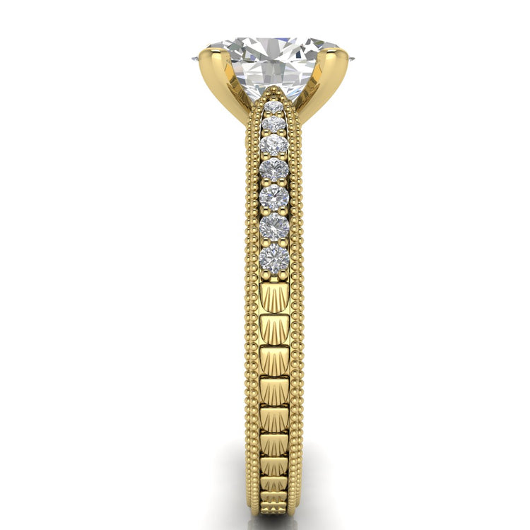 Tapered Vintage Inspired Oval Cut Lab Diamond Engagement Ring