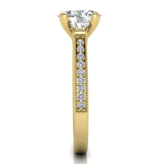 Shoulder Set Vintage Oval Cut Lab Diamond Engagement Ring