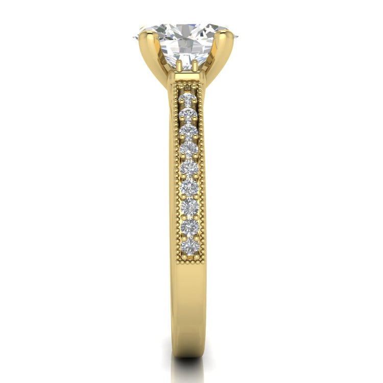 Shoulder Set Vintage Oval Cut Lab Diamond Engagement Ring