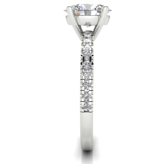 French Pave Basket Oval Moissanite Engagement Ring