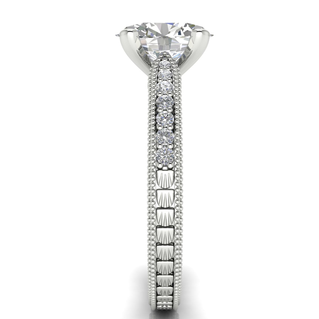 Tapered Vintage Inspired Oval Cut Lab Diamond Engagement Ring