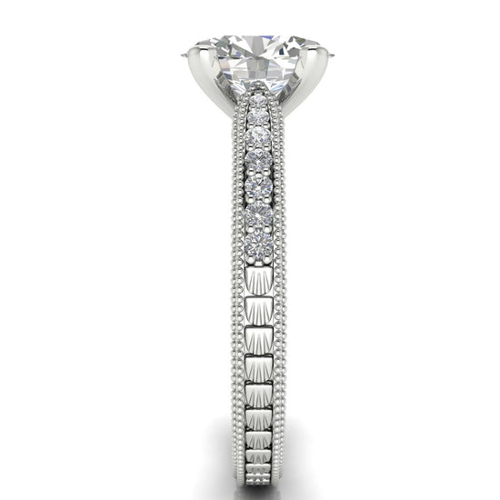 Tapered Vintage Inspired Oval Cut Lab Diamond Engagement Ring