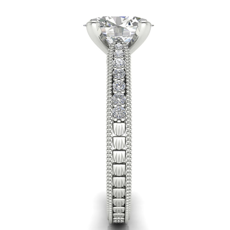 Tapered Vintage Inspired Oval Cut Lab Diamond Engagement Ring