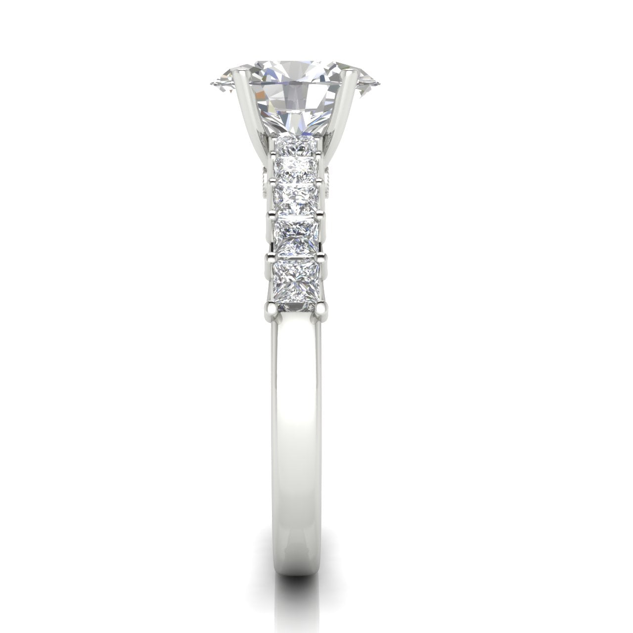 Princess Paved Oval Cut Moissanite Engagement Ring