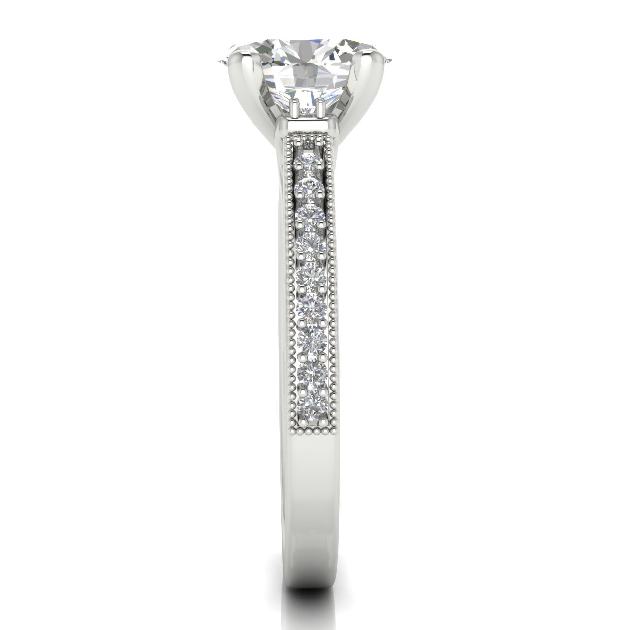 Shoulder Set Vintage Oval Cut Lab Diamond Engagement Ring