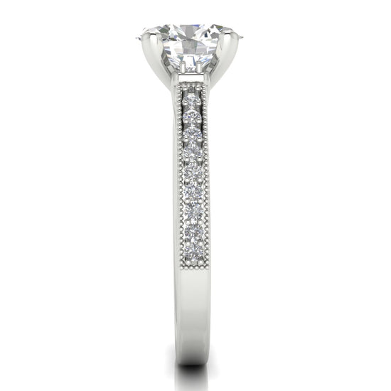 Shoulder Set Vintage Oval Cut Lab Diamond Engagement Ring