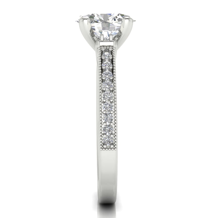 Shoulder Set Vintage Oval Cut Lab Diamond Engagement Ring