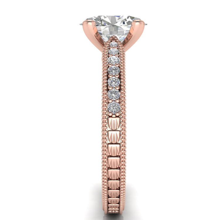 Tapered Vintage Inspired Oval Cut Lab Diamond Engagement Ring