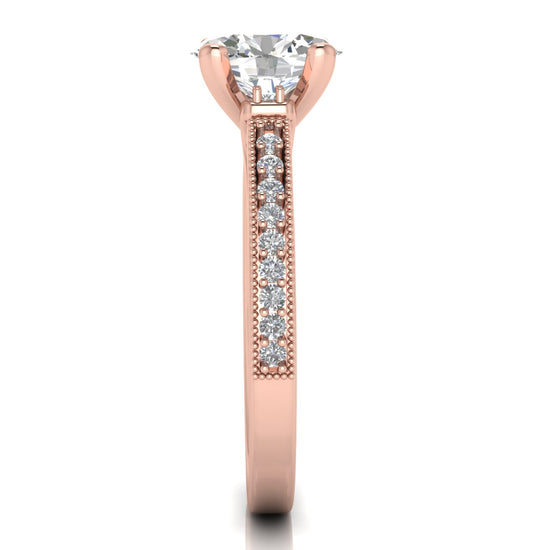 Shoulder Set Vintage Oval Cut Lab Diamond Engagement Ring