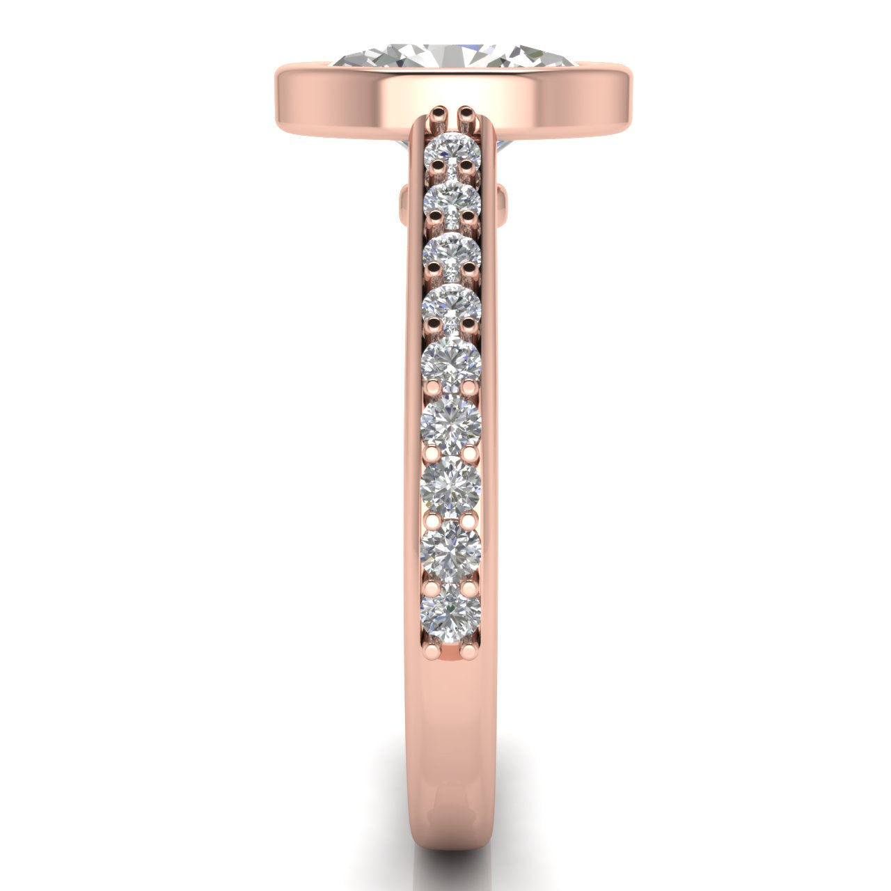 Pave Bezel Oval Cut Moissanite Engagement Ring