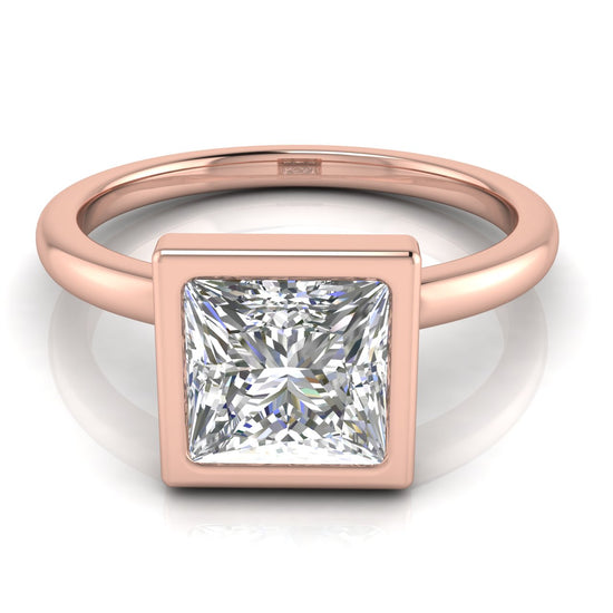 Bezel Princess Cut Lab Diamond Engagement Ring
