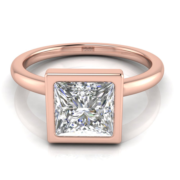 Bezel Princess Cut Lab Diamond Engagement Ring