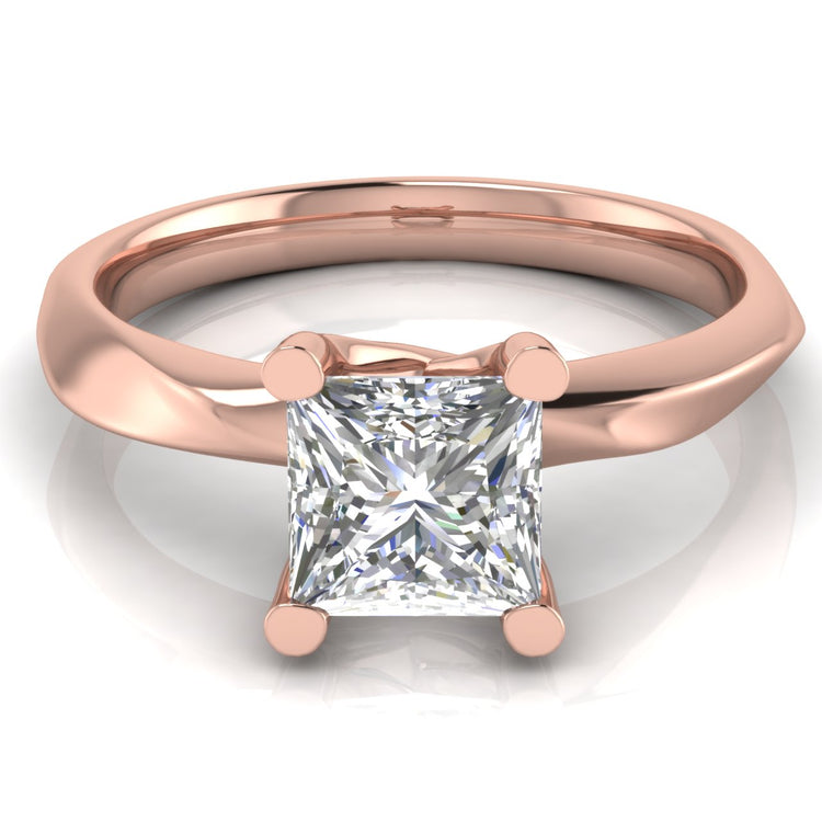 Knife Edged Crossover Princess Cut Moissanite Engagement Ring