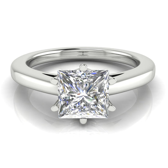 6 Prong Cathedral Princess Cut Lab Diamond Engagement Ring