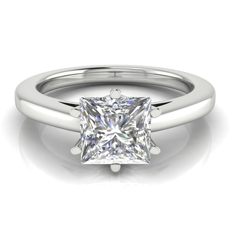 6 Prong Cathedral Princess Cut Lab Diamond Engagement Ring