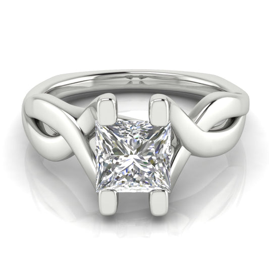 Twisted Shank Princess Cut Engagement Ring | Moissanite | Lab Grown Diamond