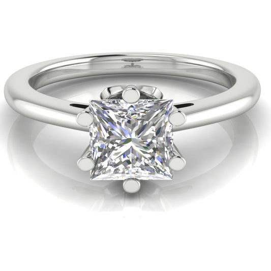 Lotus Pave Princess Cut Engagement Ring | Moissanite | Lab Grown Diamond