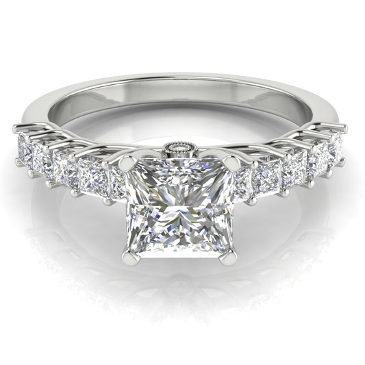 Princess Paved Princess Cut Engagement Ring | Moissanite | Lab Grown Diamond