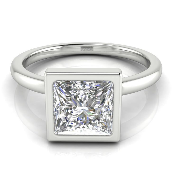 Bezel Princess Cut Lab Diamond Engagement Ring
