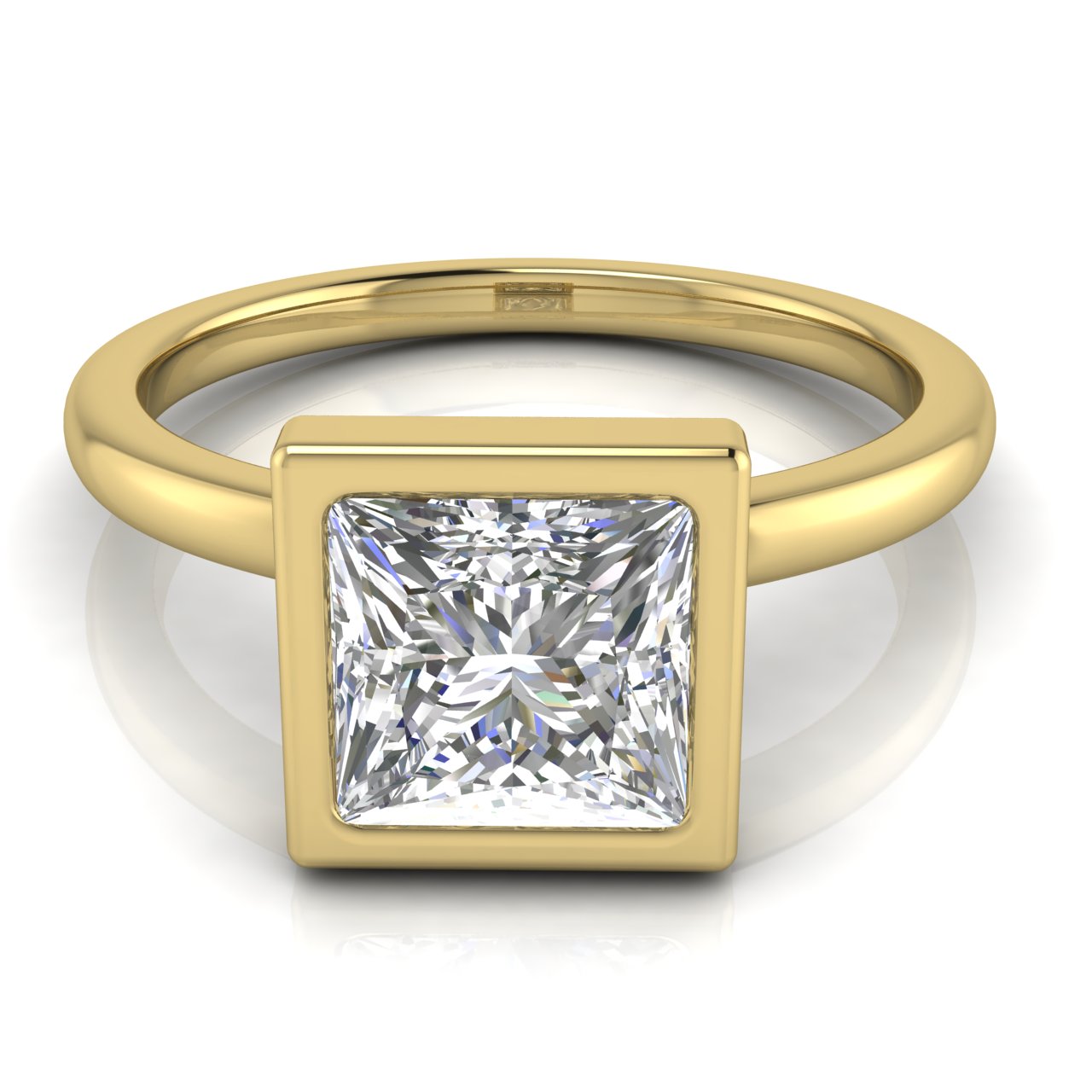 Bezel Princess Cut Lab Diamond Engagement Ring