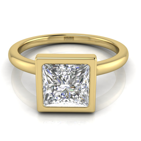 Bezel Princess Cut Lab Diamond Engagement Ring