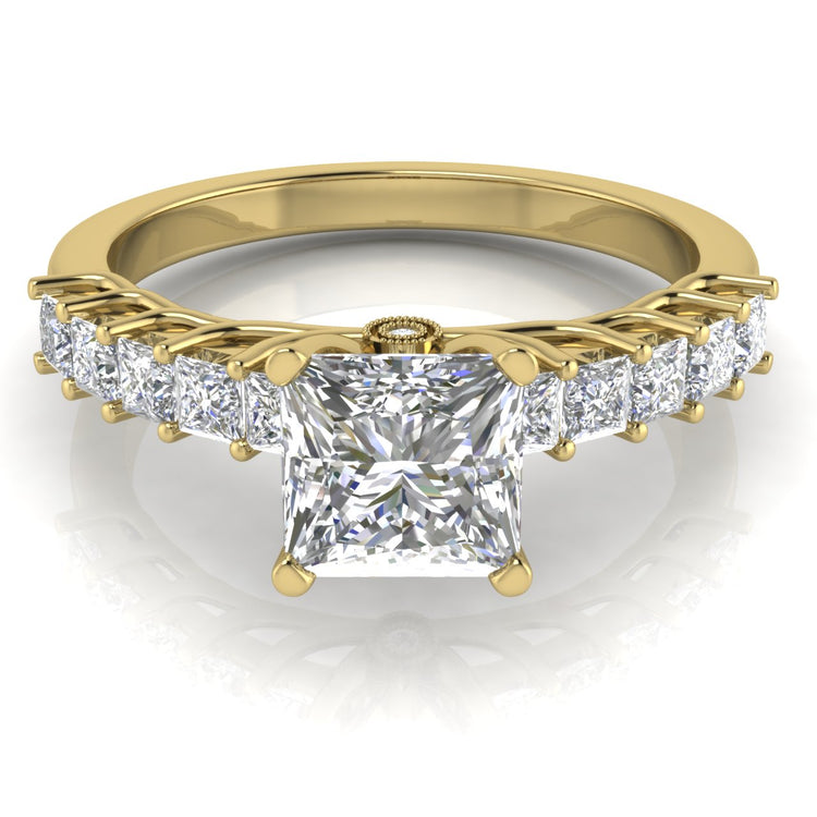 Princess Paved Princess Cut Moissanite Engagement Ring