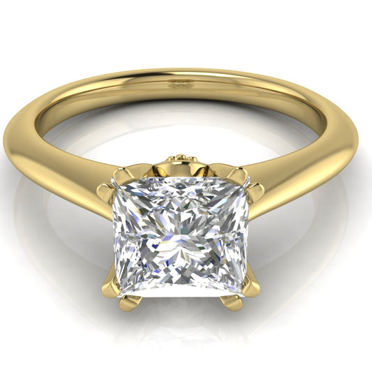 Double Prong Tulip Princess Cut Lab Diamond Engagement Ring